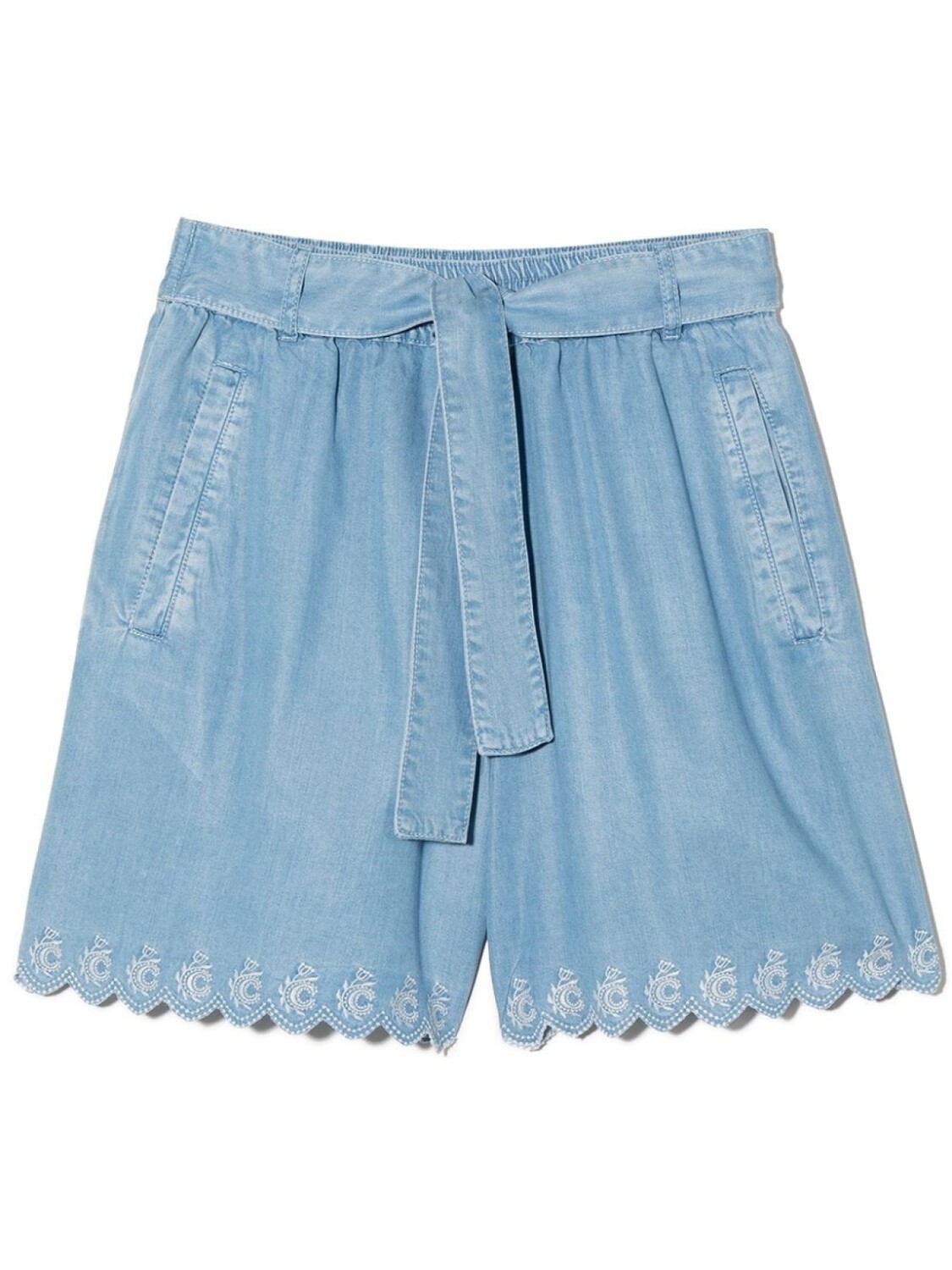 

Шорты с фестонами и вышитым логотипом Chloé Kids, синий