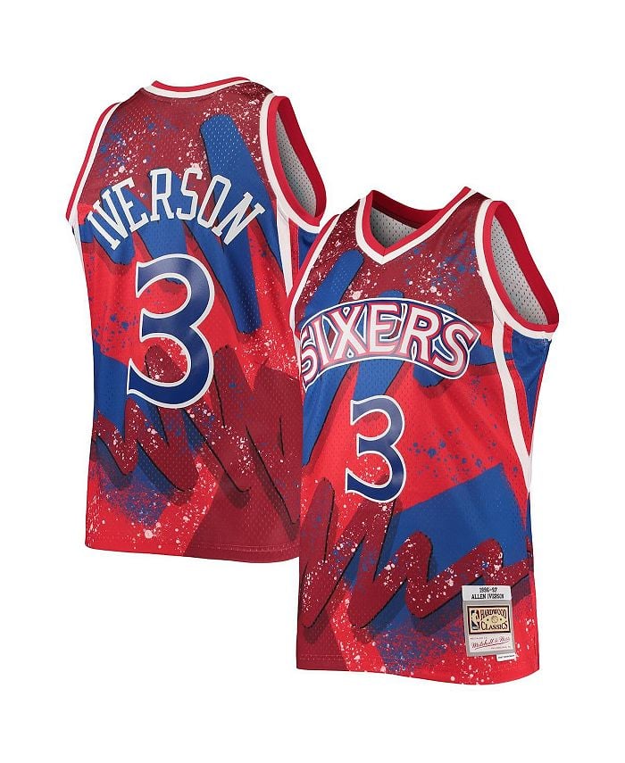 

Мужская красная майка Allen Iverson Philadelphia 76ers Hardwood Classics 1996 Hyper Hoops Swingman Mitchell & Ness, красный