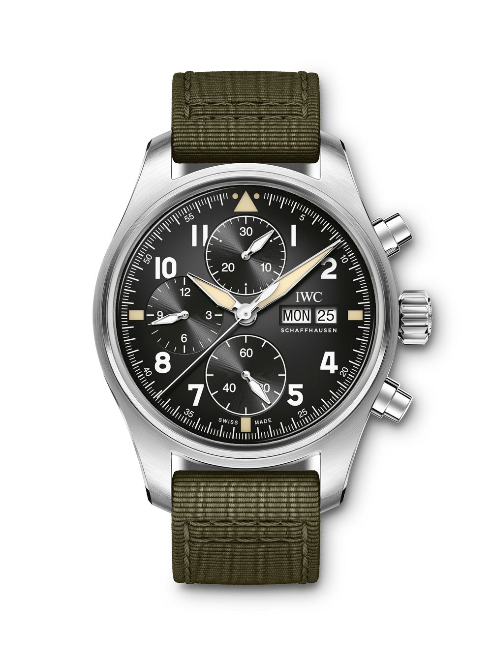 

Часы с хронографом Pilot Spitfire из нержавеющей стали и текстильного ремешка IWC Schaffhausen