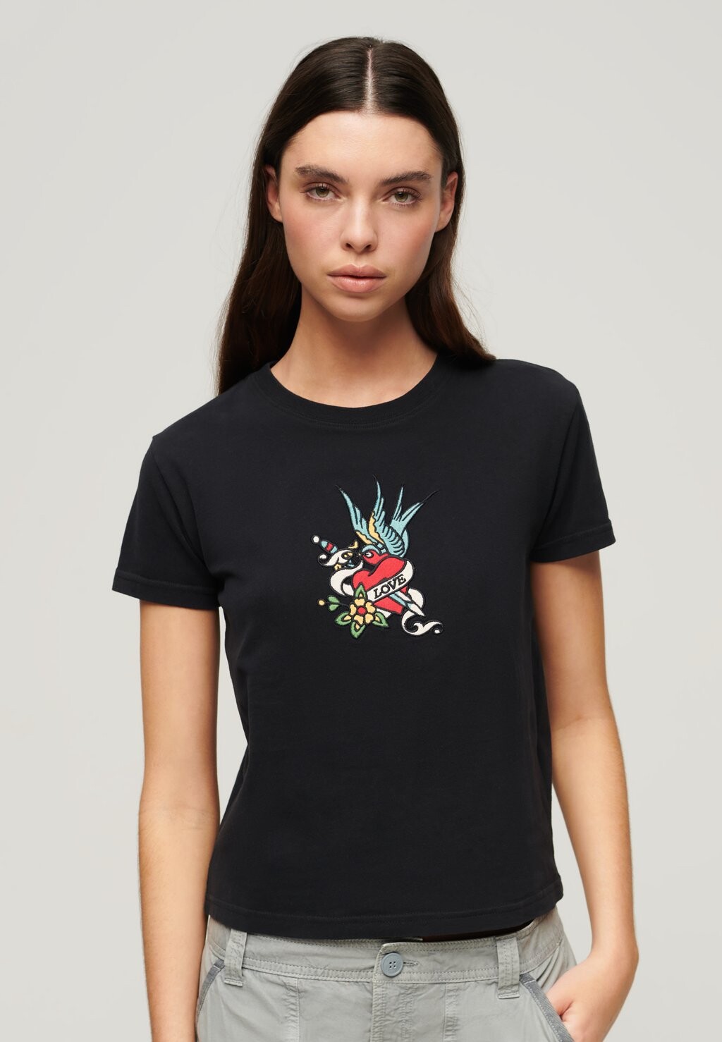 

Футболка с принтом TATTOO EMBROIDERED Superdry, черный