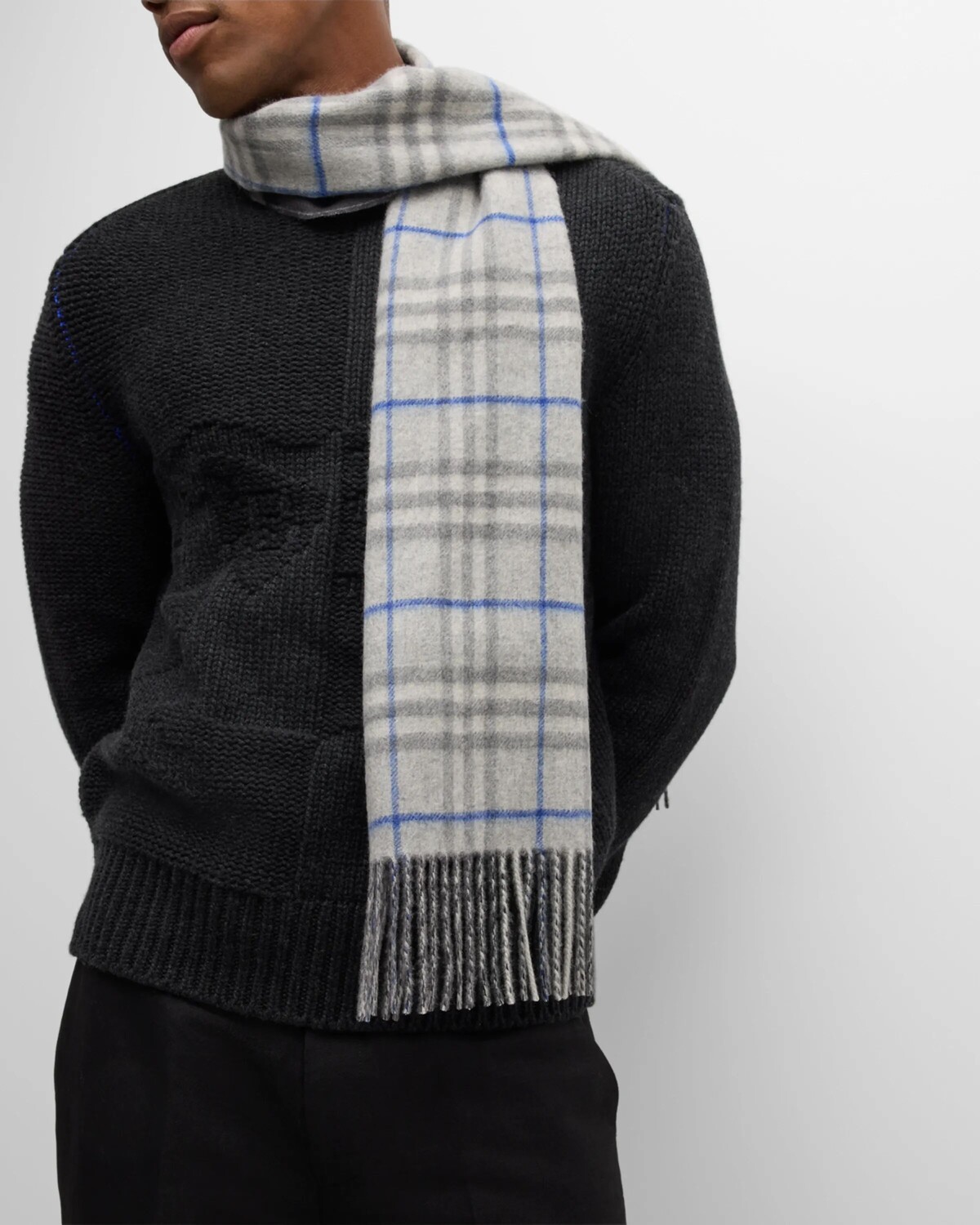 

Мужской двусторонний кашемировый шарф в гигантскую клетку Burberry, серый