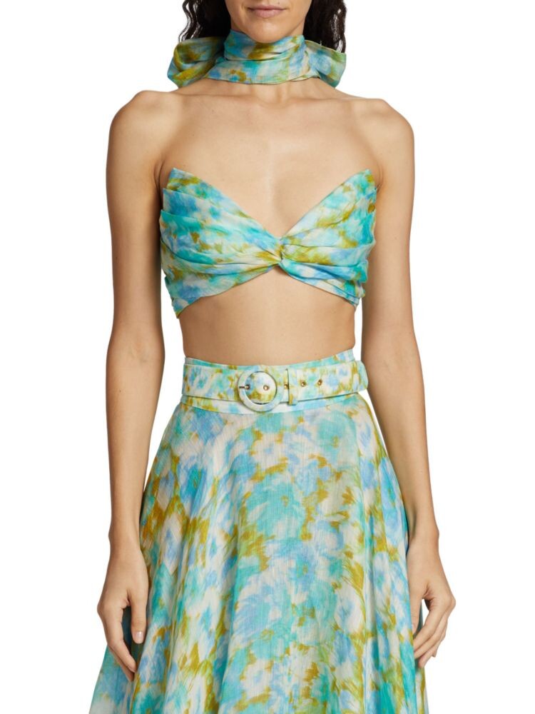 

Топ High Tide с закрученной лямкой спереди Zimmermann, цвет Aqua Ikat