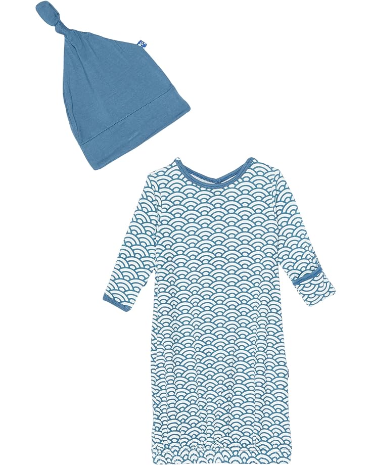 цена Пижамный комплект Kickee Pants Maternity Nursing Robe & Matching Layette Gown/Hat Set, цвет Fresh Air Waves
