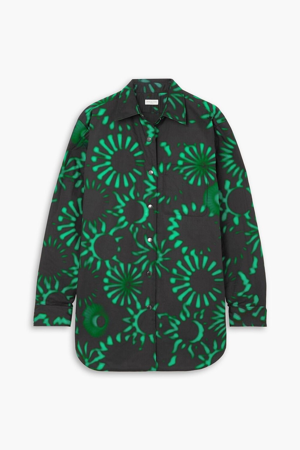 

Рубашка из хлопкового поплина с набивным принтом DRIES VAN NOTEN, зеленый