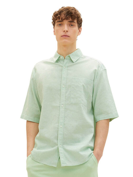 Рубашка стандартного кроя Tom Tailor Denim, зеленый футболка поло – зеленая – стандартного кроя tom tailor denim зеленый