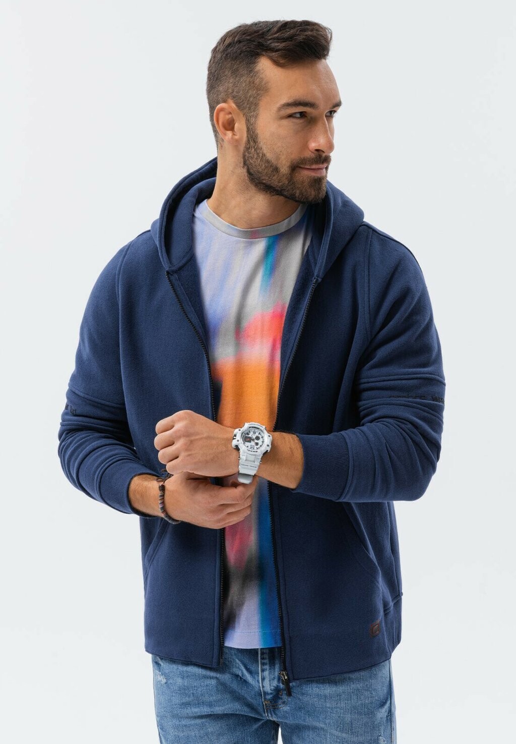 

Толстовка на молнии With Prints Ombre, цвет navy