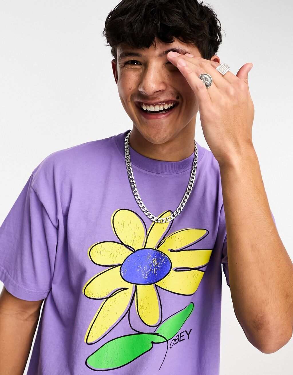 

Фиолетовая футболка Obey Sun Flower, Фиолетовый