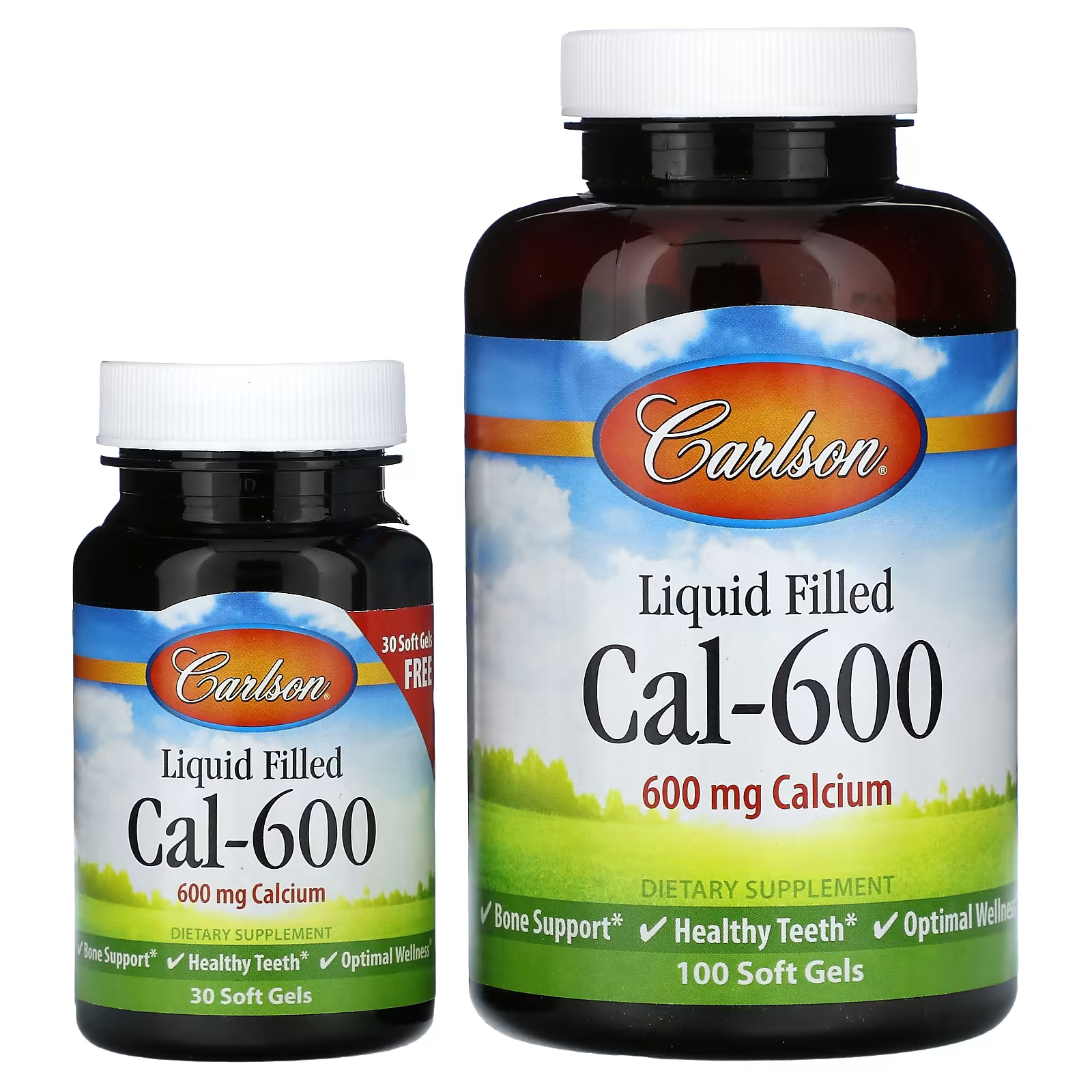 Пищевая добавка Carlson Cal-600 с жидким наполнением, 600 мг, 100 + 30 мягких таблеток carlson cal 600 с жидкостью 600 мг 250 мягких таблеток