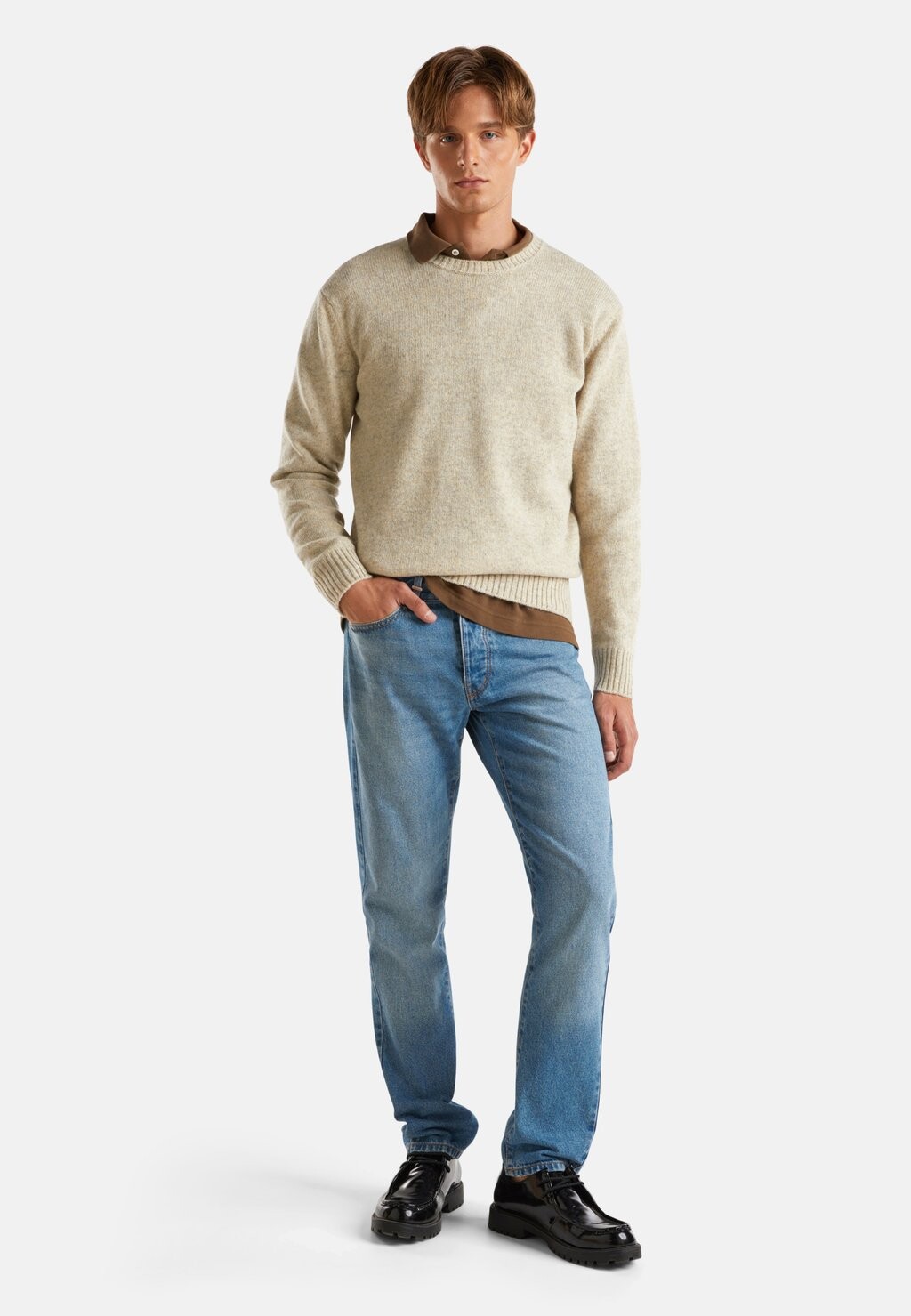 

Джемпер WARM CREW NECK LONG SLEEVE United Colors of Benetton, бежевый