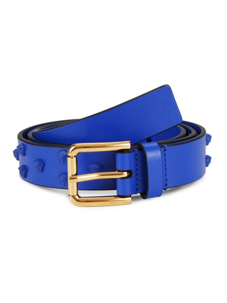 

Кожаный ремень с заклепками Medusa Versace, цвет Royal Blue