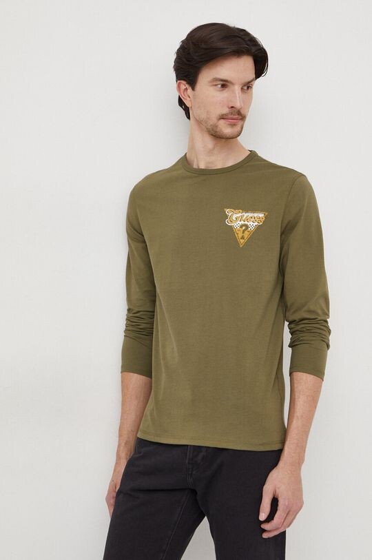 

Хлопковая рубашка с длинными рукавами Guess, зеленый