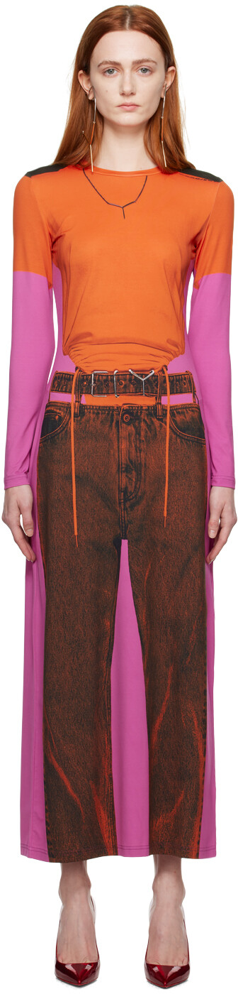 

Оранжево-розовое платье макси Jean Paul Gaultier Edition Trompe L'Oeil Y/Project