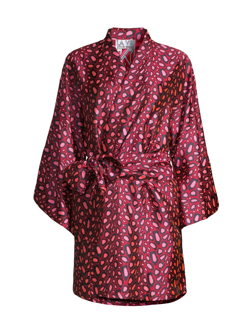 Мини-платье с запахом и леопардовым принтом La Vie Style House, розовый мини платье из парчи с запахом la vie style house белый