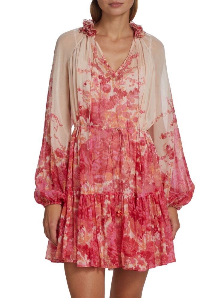 

Мини-платье High Tide с фонариками Zimmermann, цвет Pink Ikat