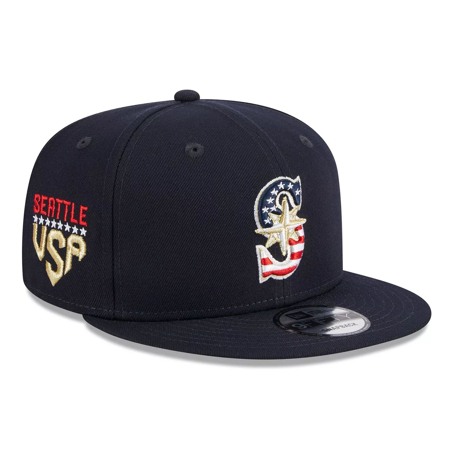 

Мужская регулируемая кепка New Era Navy Seattle Mariners 2023 Четвертое июля 9FIFTY Snapback