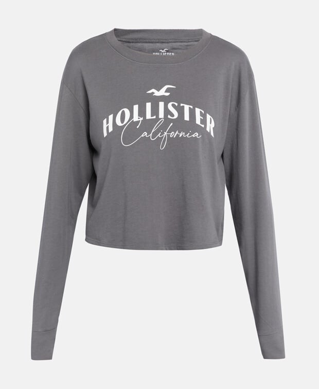 

Топ с длинными рукавами Hollister, темно-серый