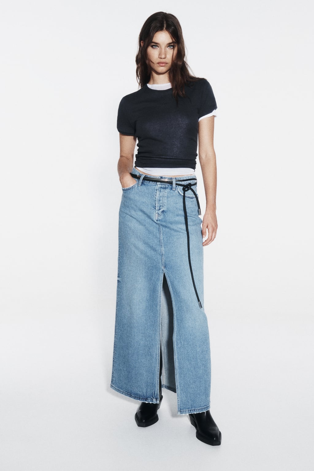 

Длинная джинсовая юбка Z1975 ZARA, синий
