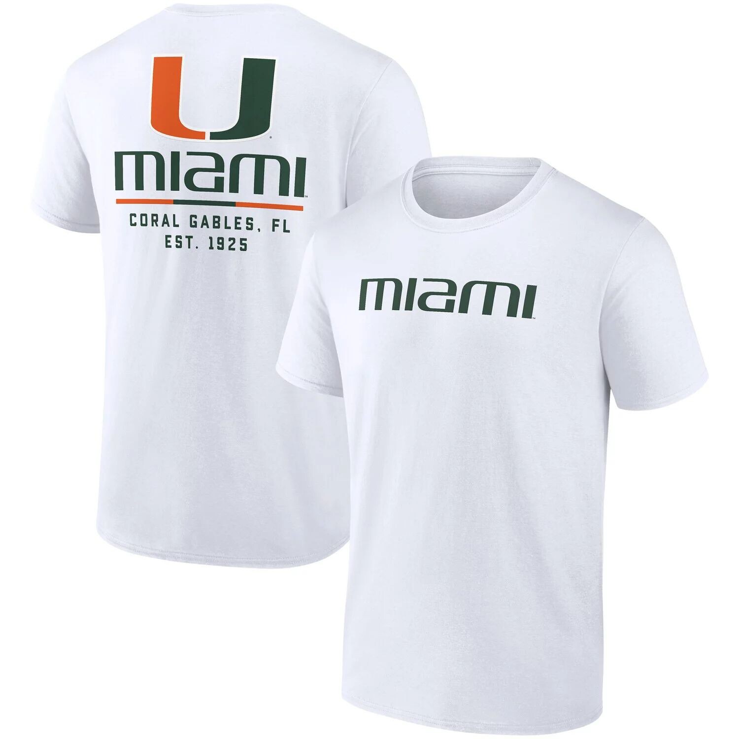 

Мужская белая футболка с логотипом Miami Hurricanes Game Day 2-Hit Fanatics, Белый