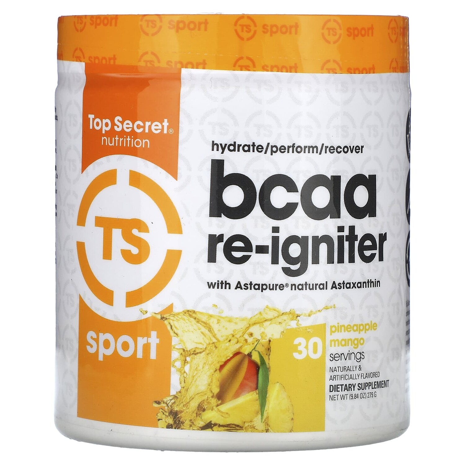 

Sport, BCAA Re-Igniter с астаксантином Astapure, ананас и манго, 279 г (9,84 унции), Top Secret Nutrition