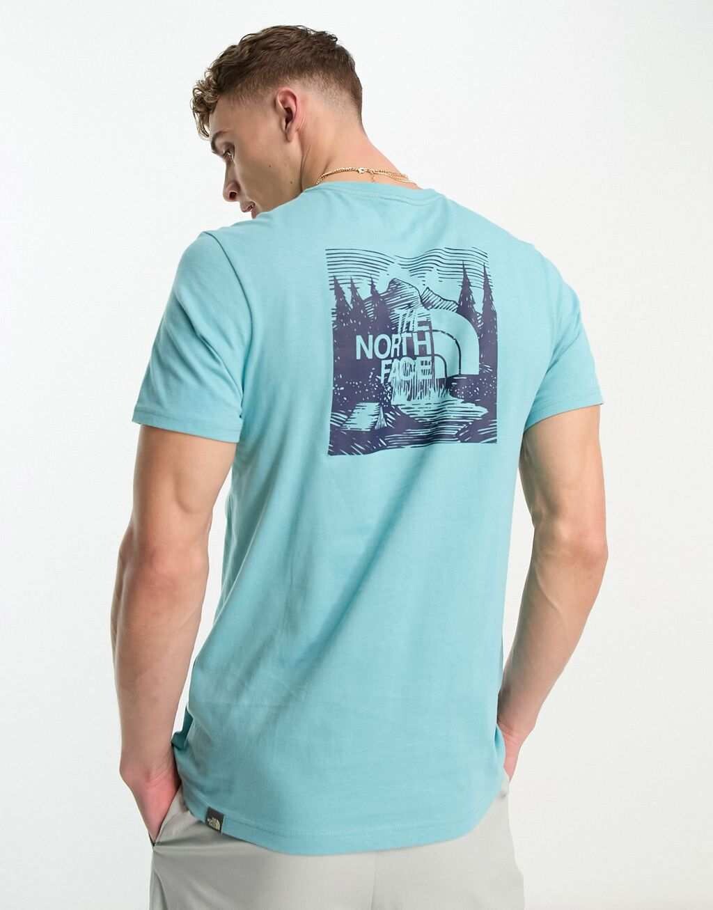 

Синяя футболка с принтом на спине The North Face Redbox Celebration