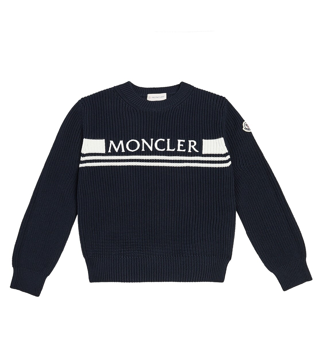 

Хлопковый свитер ребристой вязки Moncler Enfant, синий