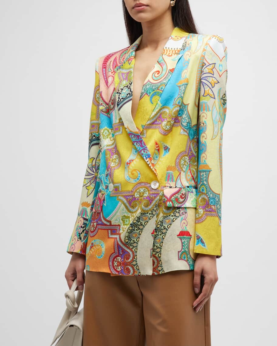 

Жаккардовый двубортный пиджак Cyra Paisley-Jacquard Adriana Iglesias