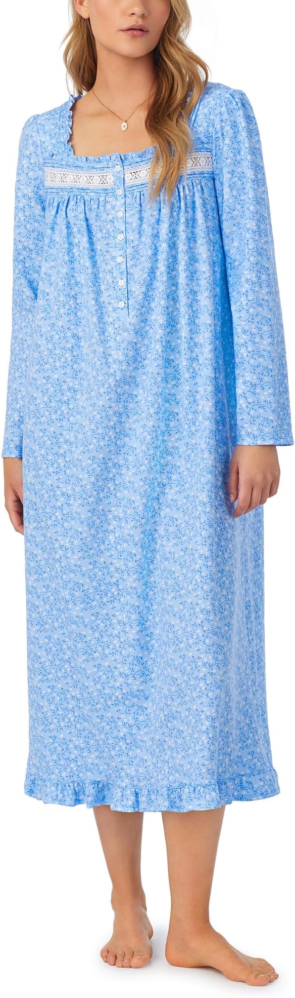 viney brigit kim s choice cd Длинное платье из хлопкового джерси с длинными рукавами Eileen West, цвет Blue Viney Floral