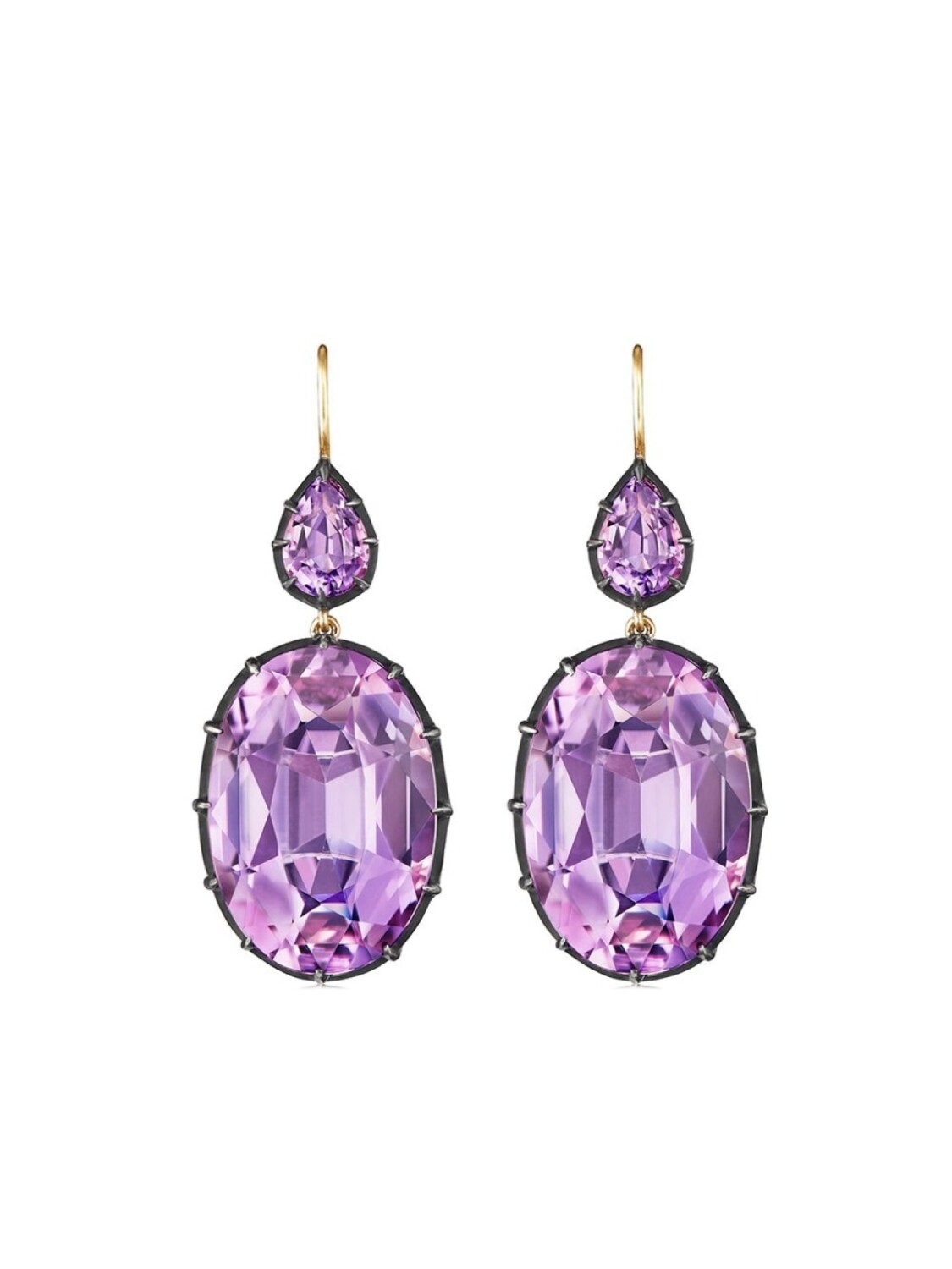 

Серьги-подвески Collect из желтого золота и серебра с аметистом FRED LEIGHTON, золотой