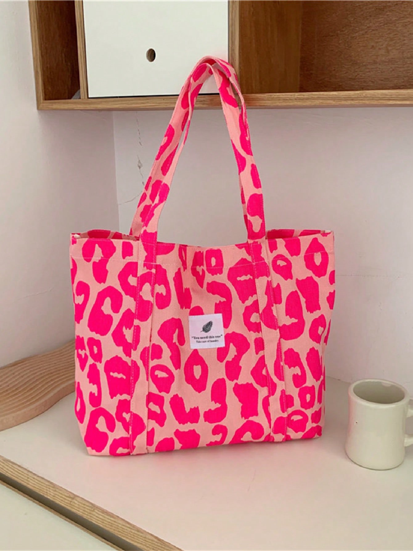 Модная теплая зимняя сумка с верхней ручкой и плечевым ремнем для покупок с узором розовой коровы и элементами вишни из вельветовой ткани, розовый