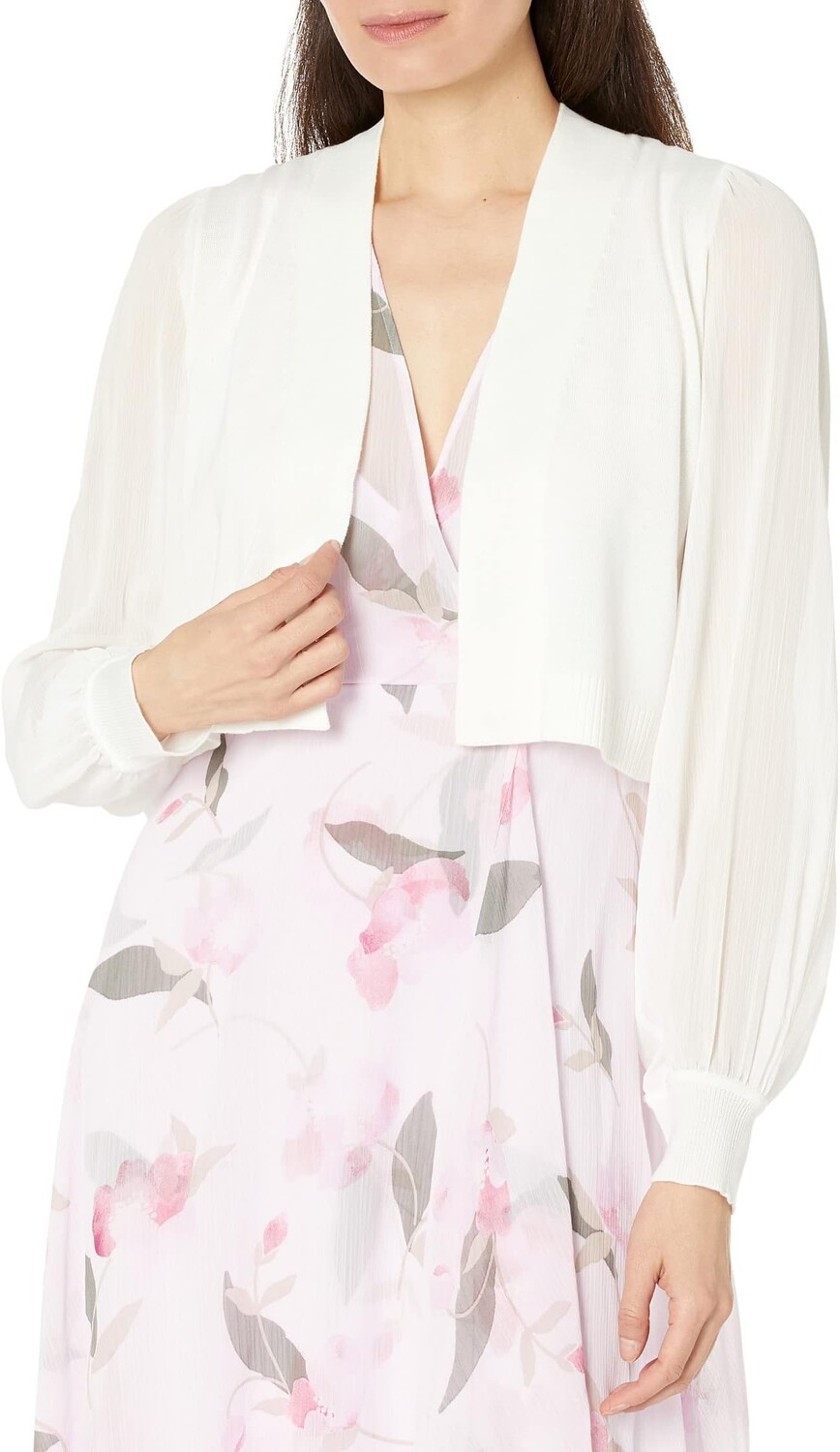 

Свитер Calvin Klein Shrug with Chiffon Sheer Sleeves, белый