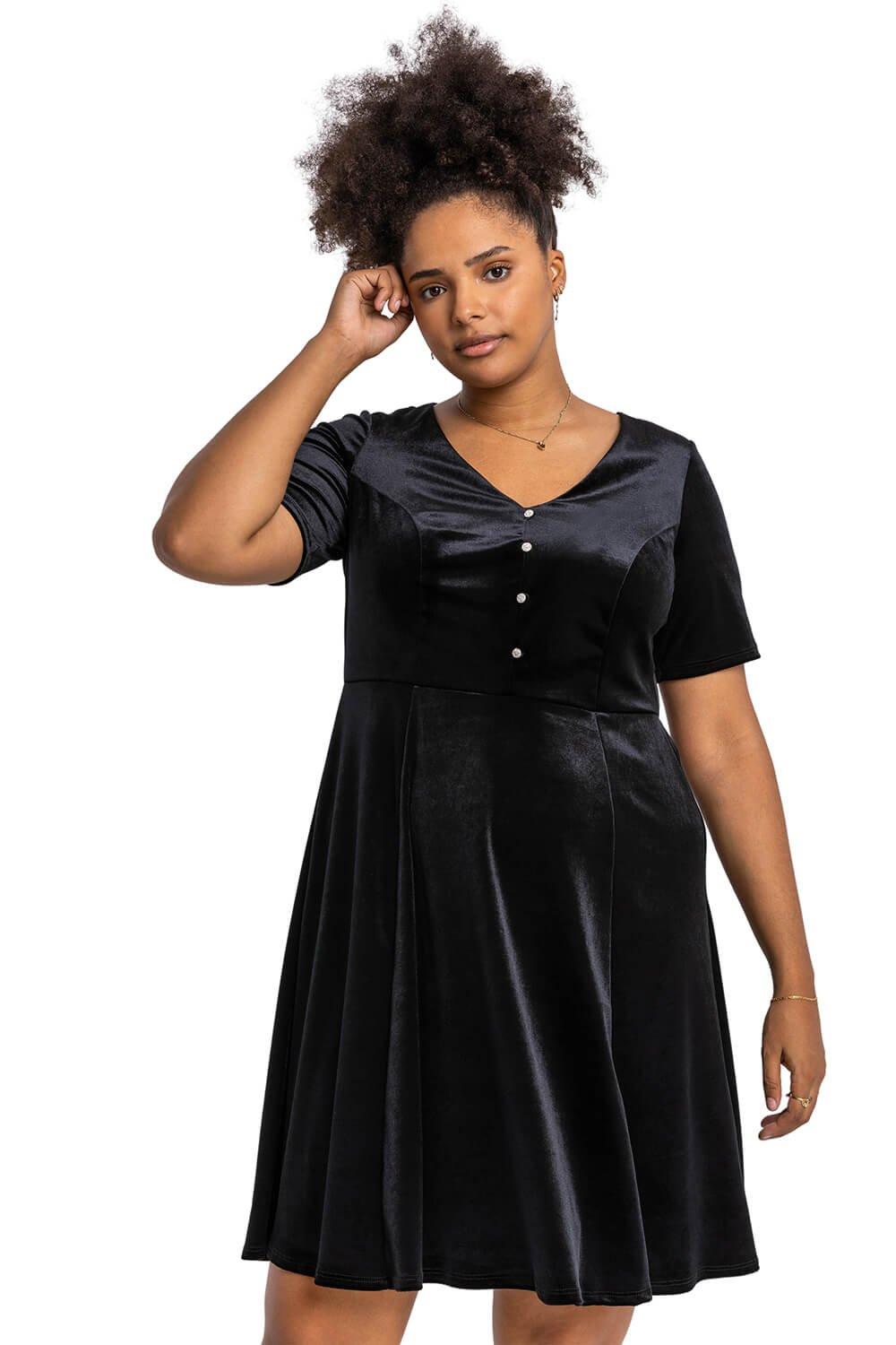 Бархатное платье с пуговицами Curve Diamante Roman, черный однотонная майка curve с v образным вырезом roman черный