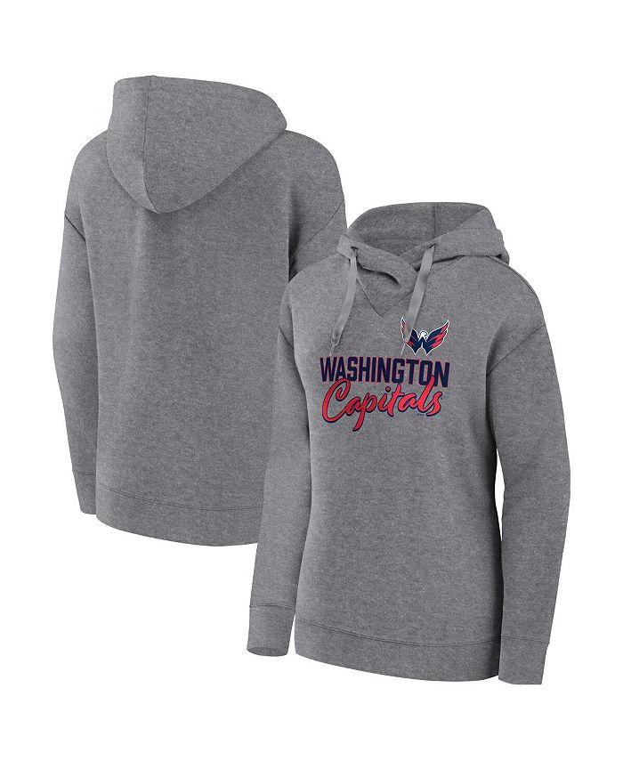 

Женский пуловер с капюшоном с фирменным логотипом Heather Grey Washington Capitals Script Favorite Fanatics, серый