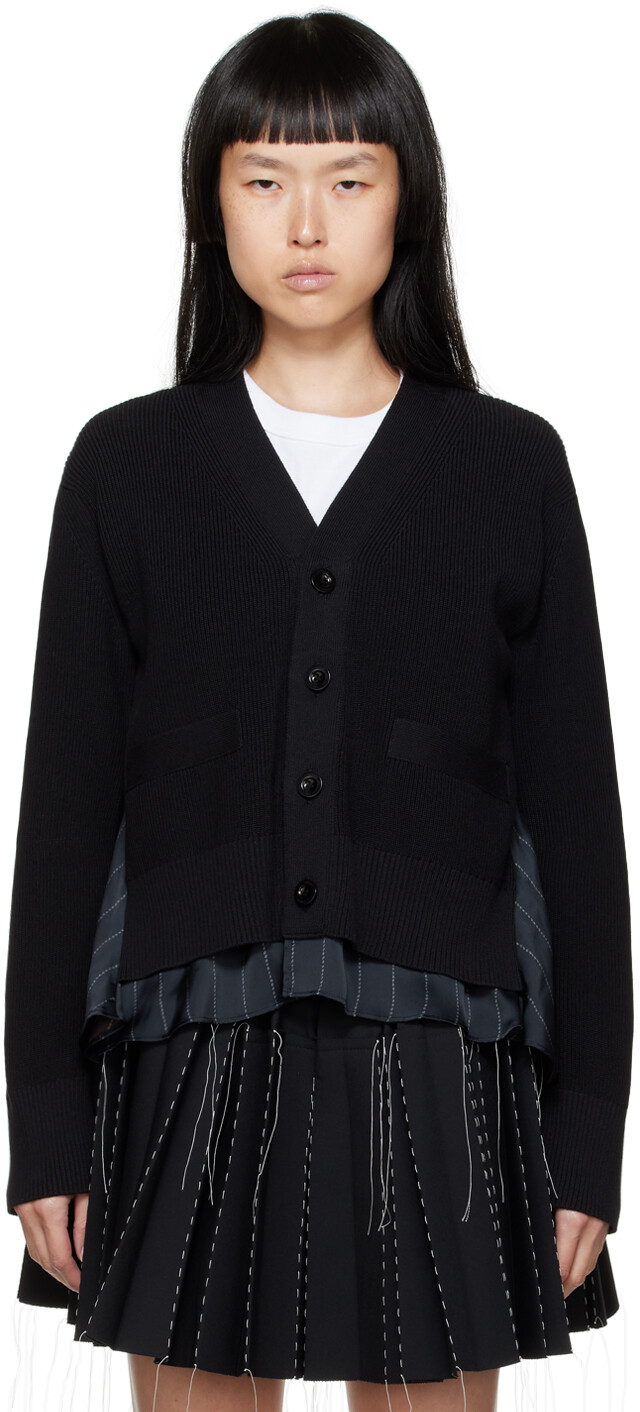 

Черный кардиган со вставками sacai
