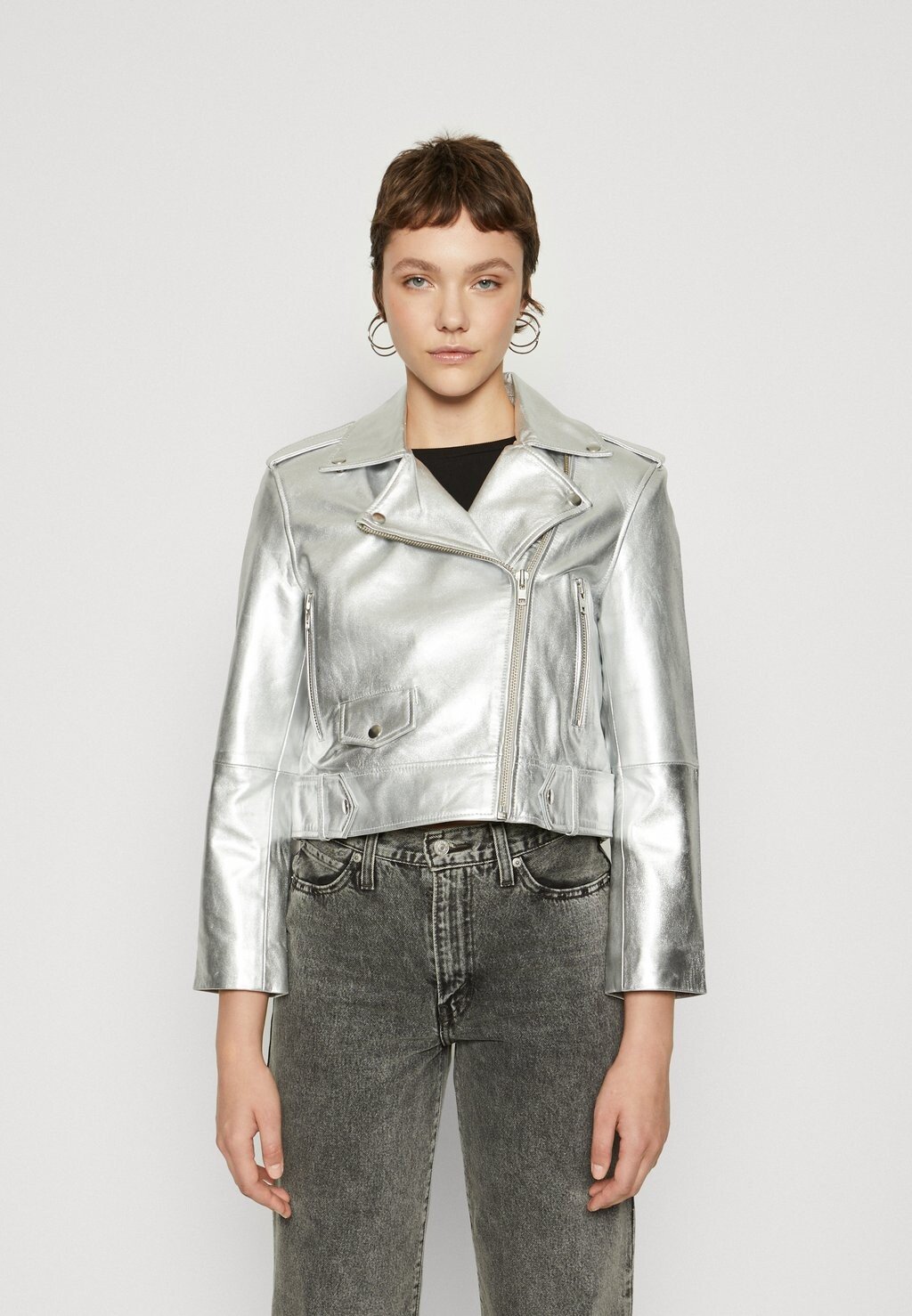 

Кожаная куртка YAS YASSPACE JACKET, серебристый