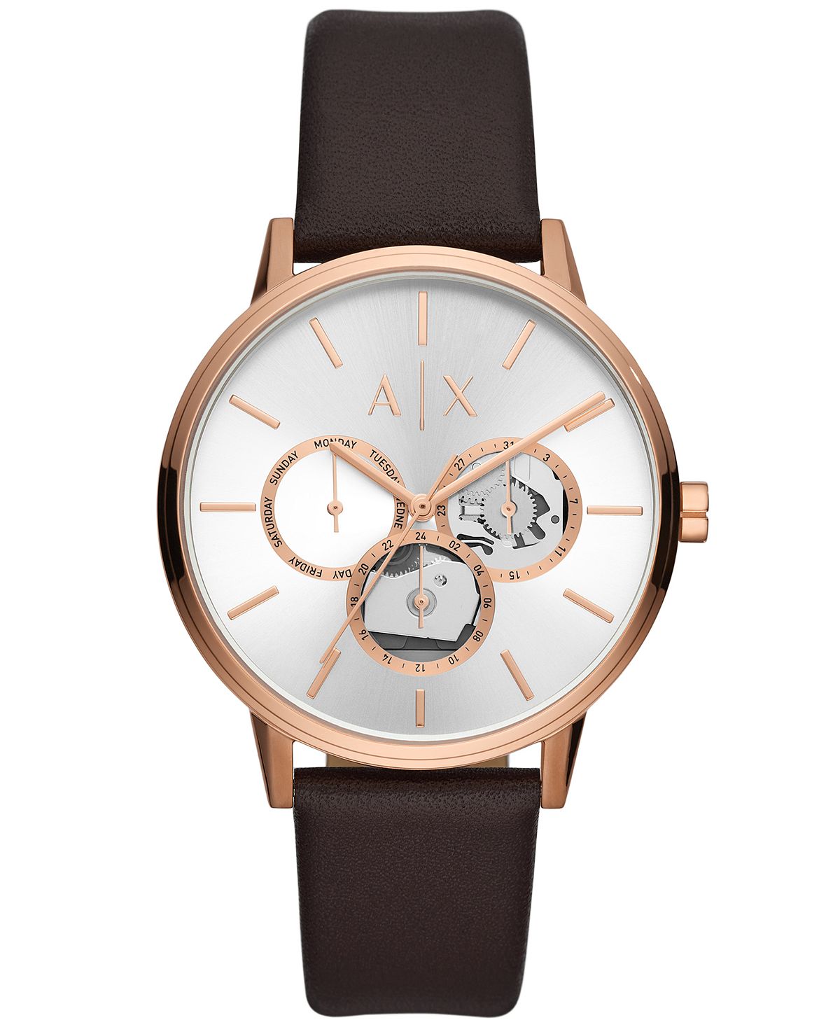 Мужские многофункциональные коричневые кожаные часы 42 мм Armani Exchange