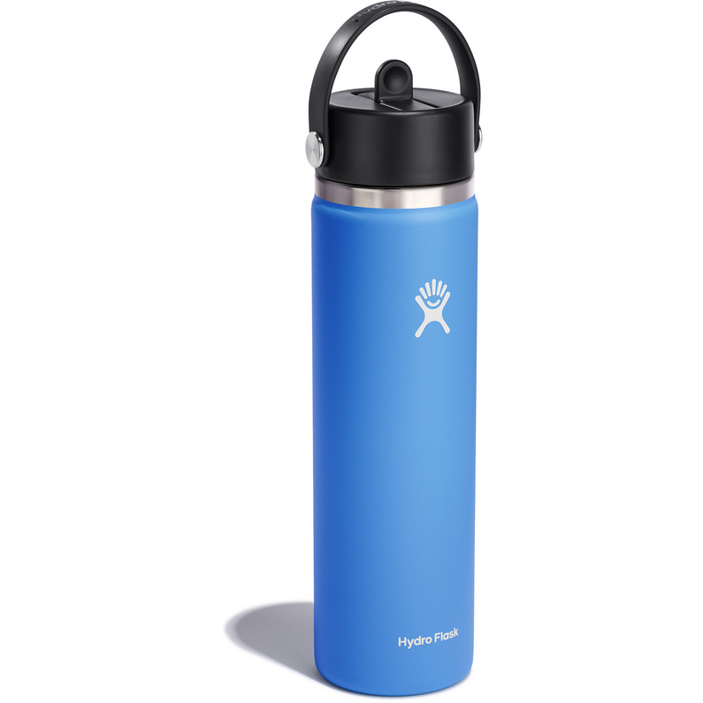 Изолированная бутылка с гибкой соломенной крышкой Hydro Flask, синий