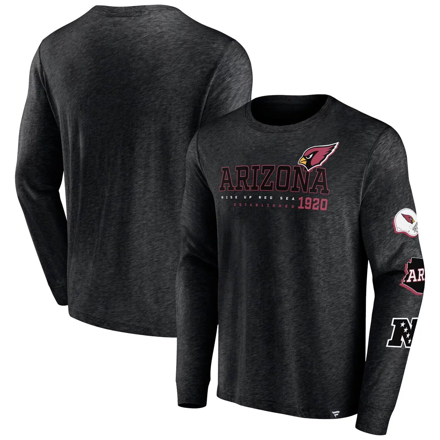 

Мужская футболка с длинным рукавом с логотипом Heather Black Arizona Cardinals High Whip Pitcher Fanatics