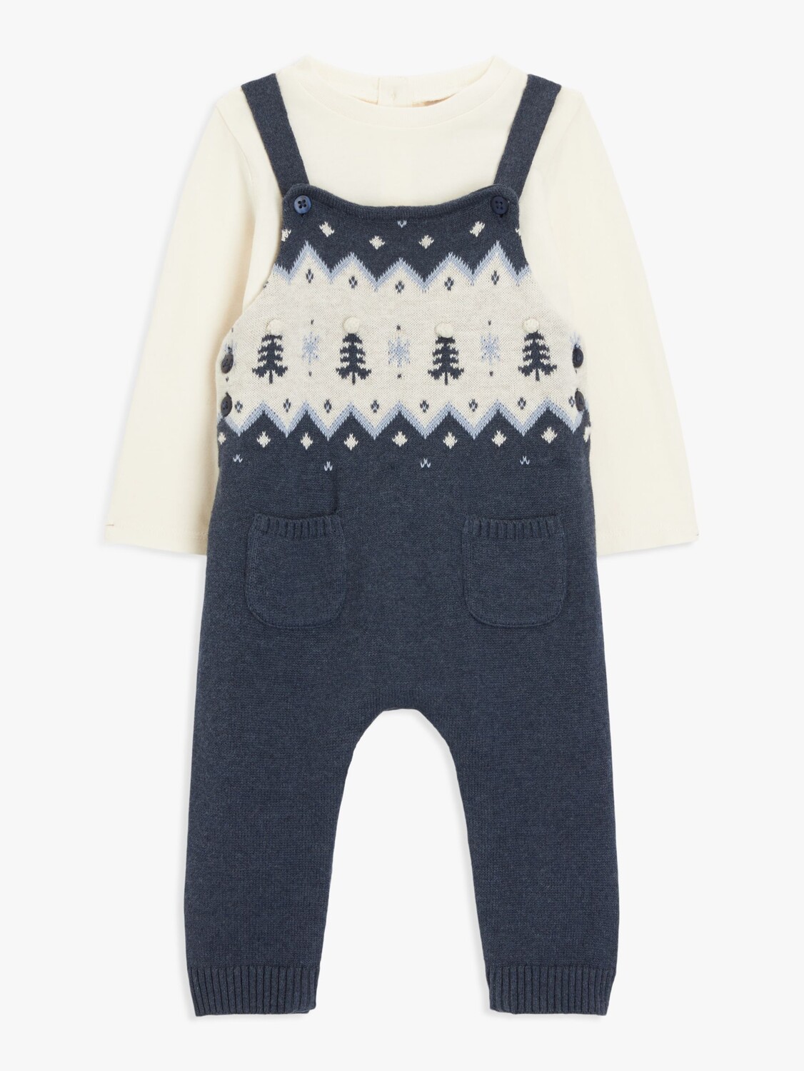 

Комплект из трикотажного комбинезона и футболки с длинными рукавами Baby Snowscape John Lewis, серый