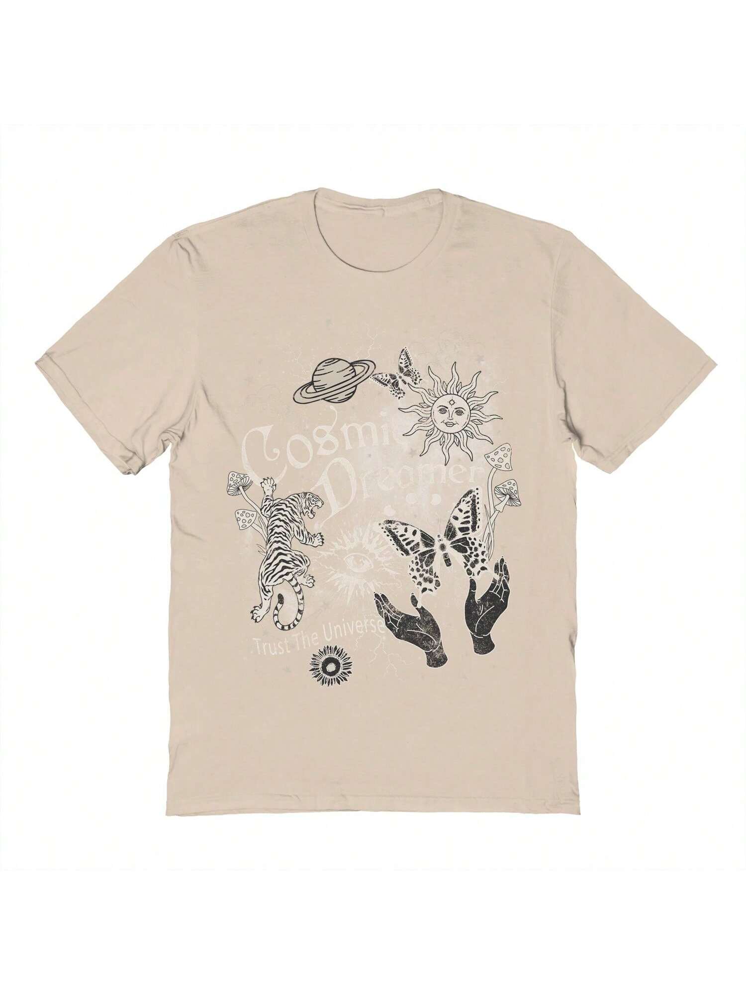 Хлопковая футболка унисекс с короткими рукавами «Почти там космический коллаж», бежевый мужская хлопковая футболка с короткими рукавами country parks california state yose mite graphic sand бежевый