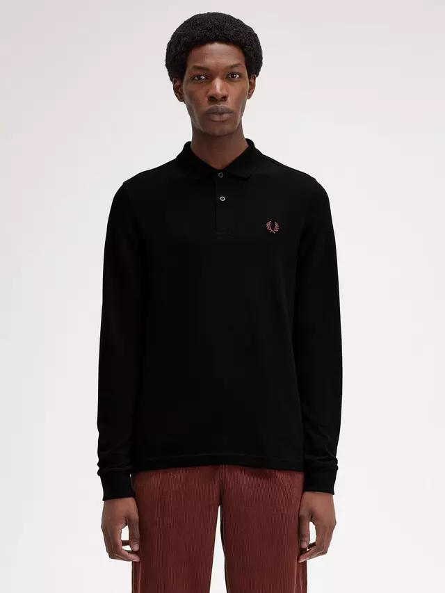 

Поло Fred Perry Long Sleeve, цвет black/whisky brown