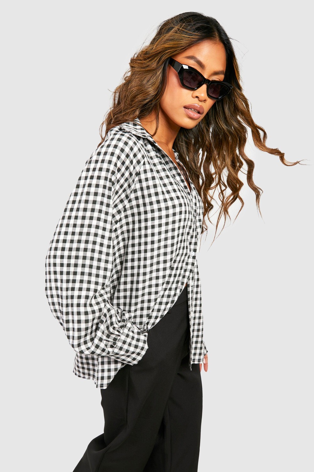 

Рубашка с узлом на ниме Boohoo, черный