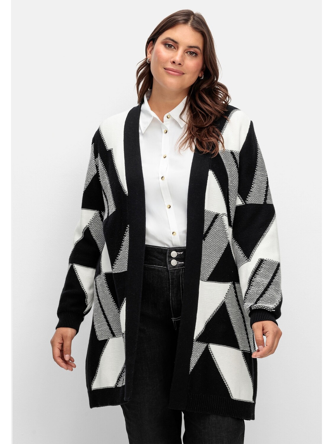 

Кардиган sheego Longstrickjacke, черный