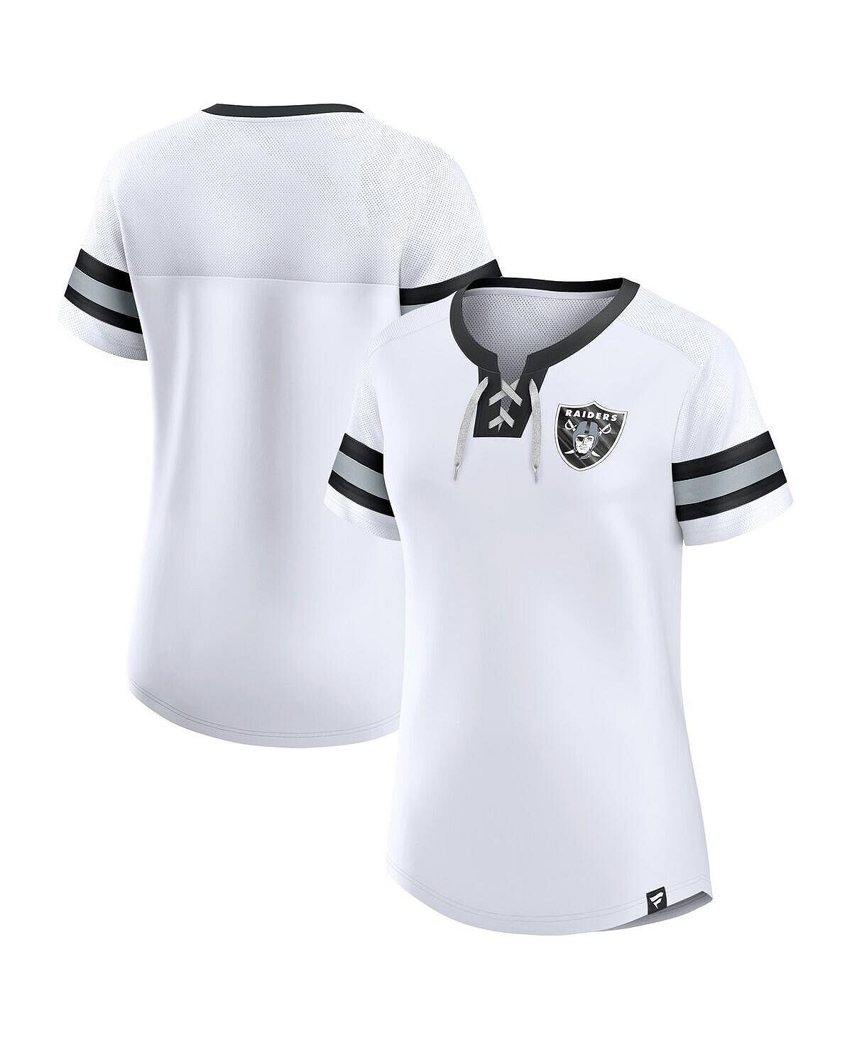 

Женская белая футболка с логотипом Las Vegas Raiders Sunday Best на шнуровке Fanatics, белый