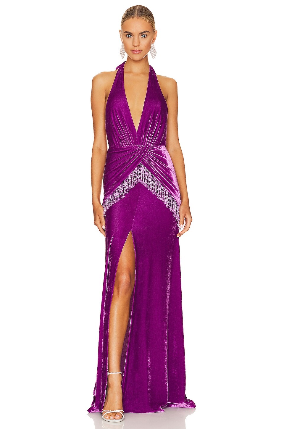 

Платье макси PatBO Plunge Velvet, цвет Purple Velvet