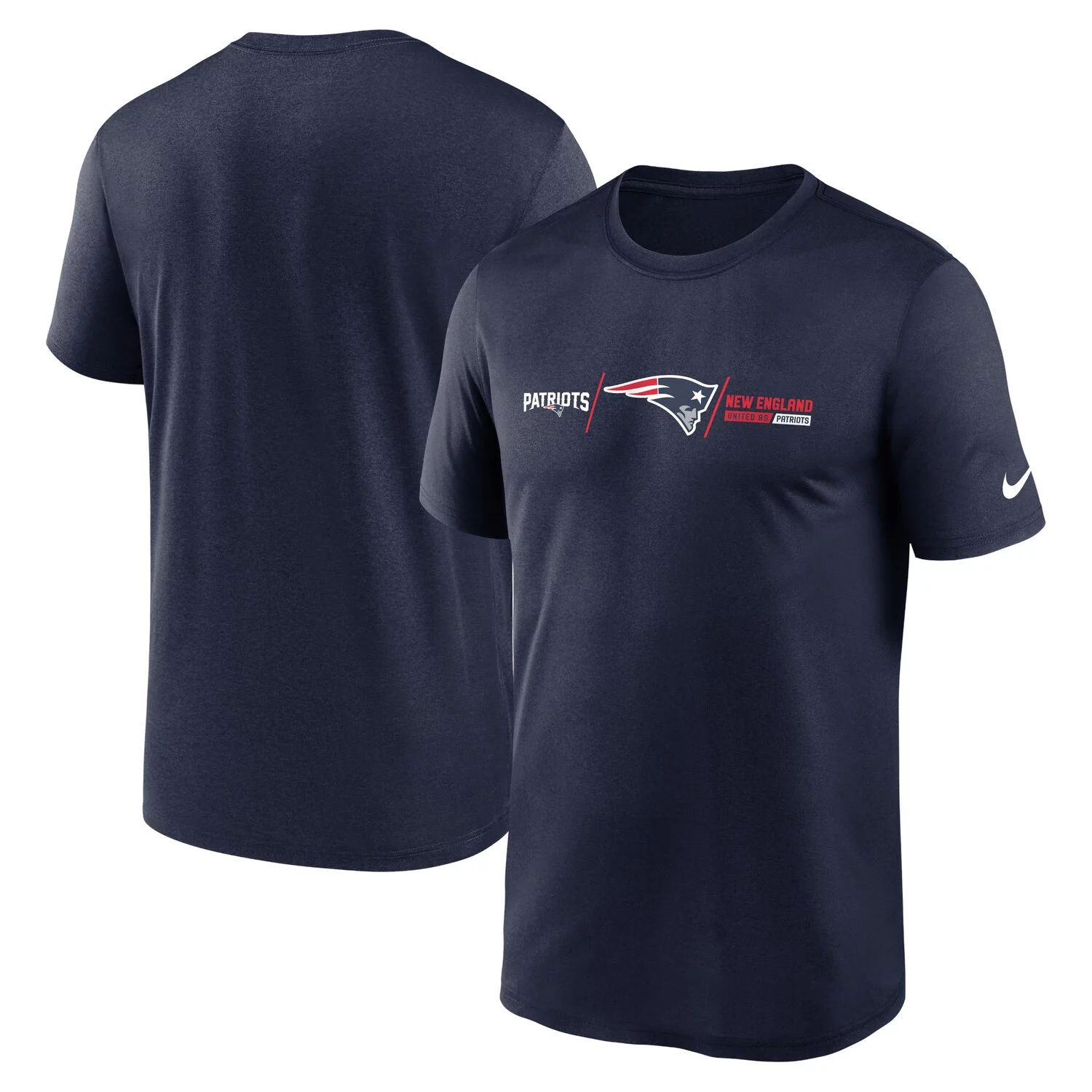 Мужская темно-синяя футболка New England Patriots Horizontal Lockup Legend Nike