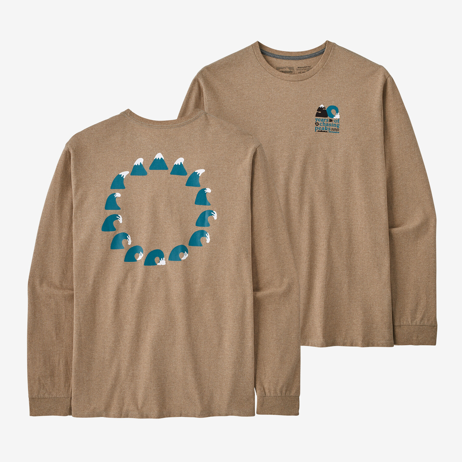 

Мужская футболка Chasing Peaks Responsibili с длинными рукавами Patagonia, коричневый