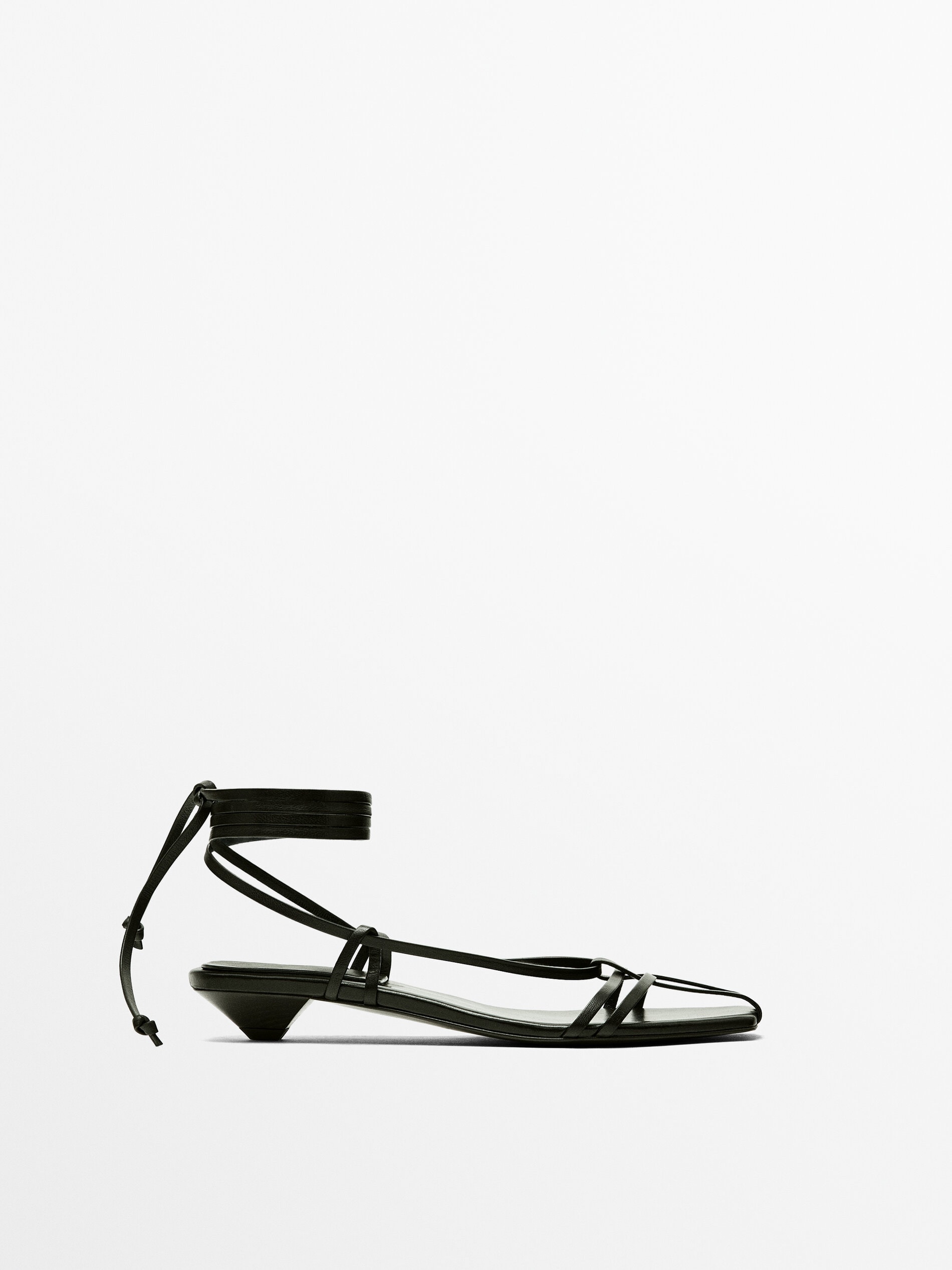 Босоножки на каблуке с несколькими ремешками Massimo Dutti, коричневый