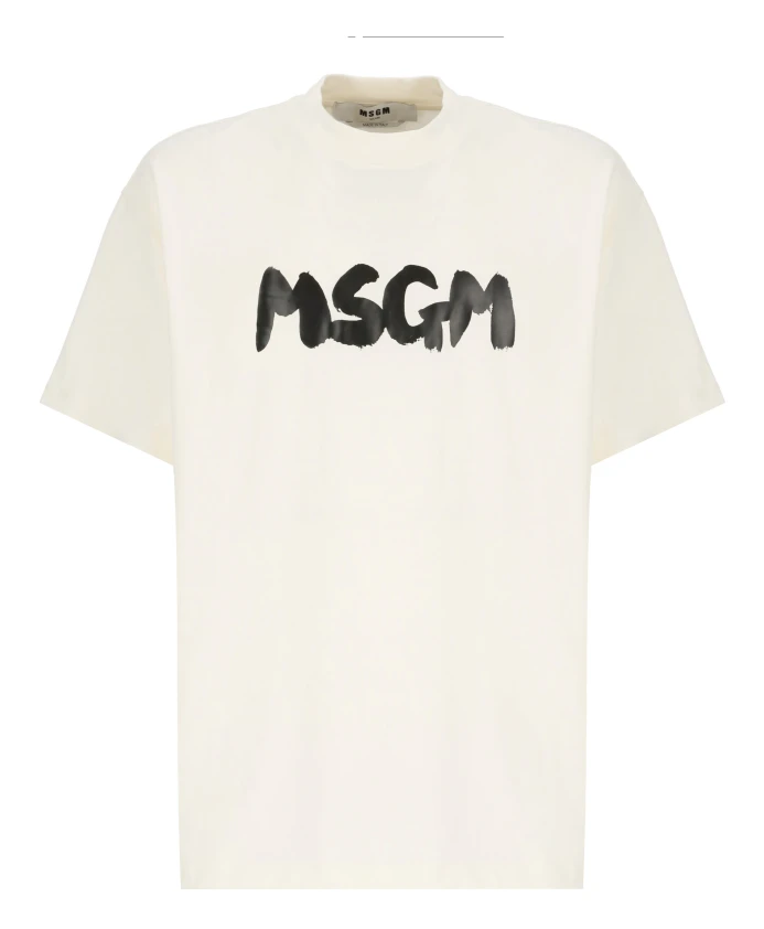 

Хлопковая футболка цвета слоновой кости с принтом Msgm, бежевый