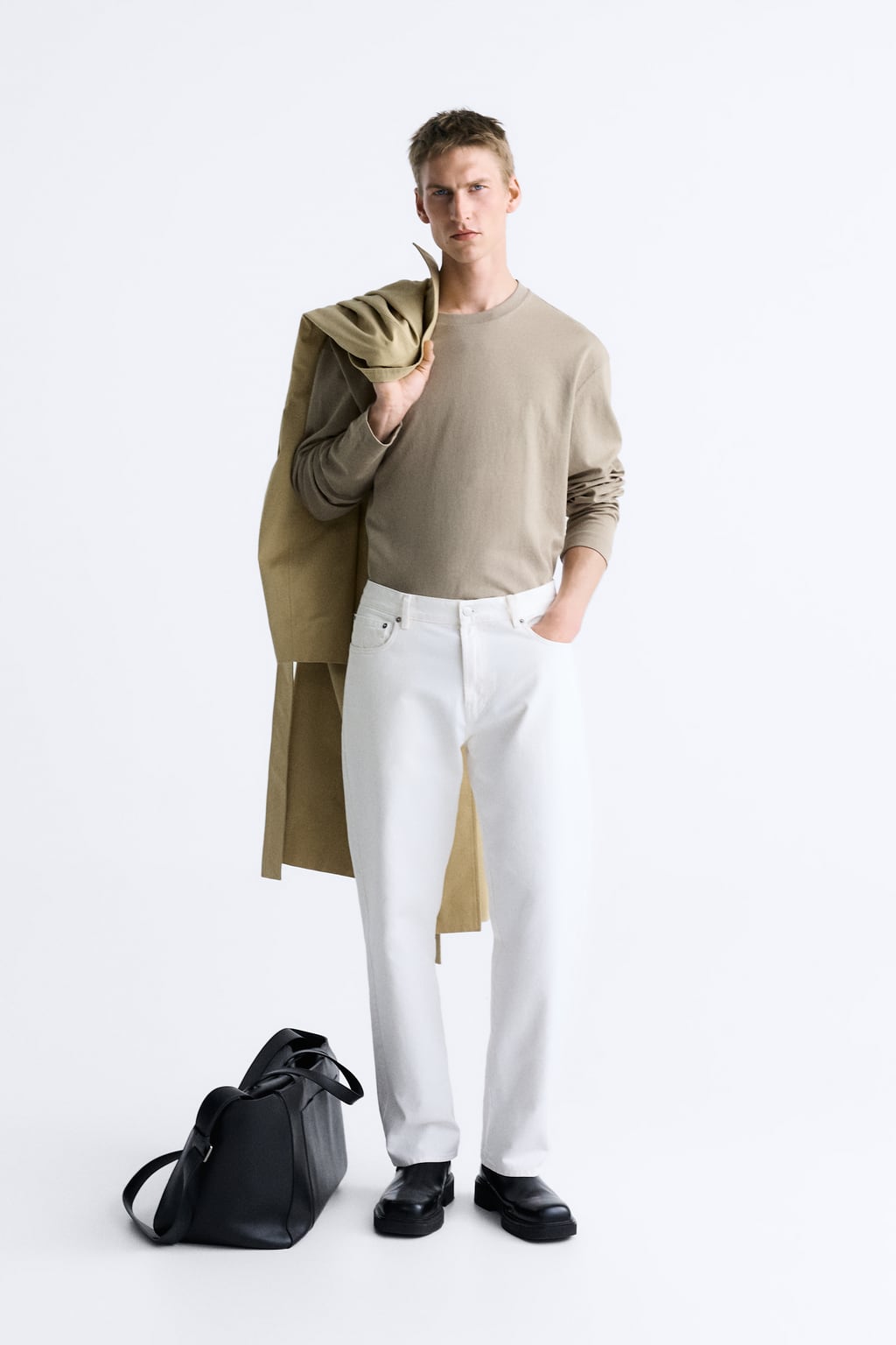 

Футболка с длинным рукавом ZARA, кэмел