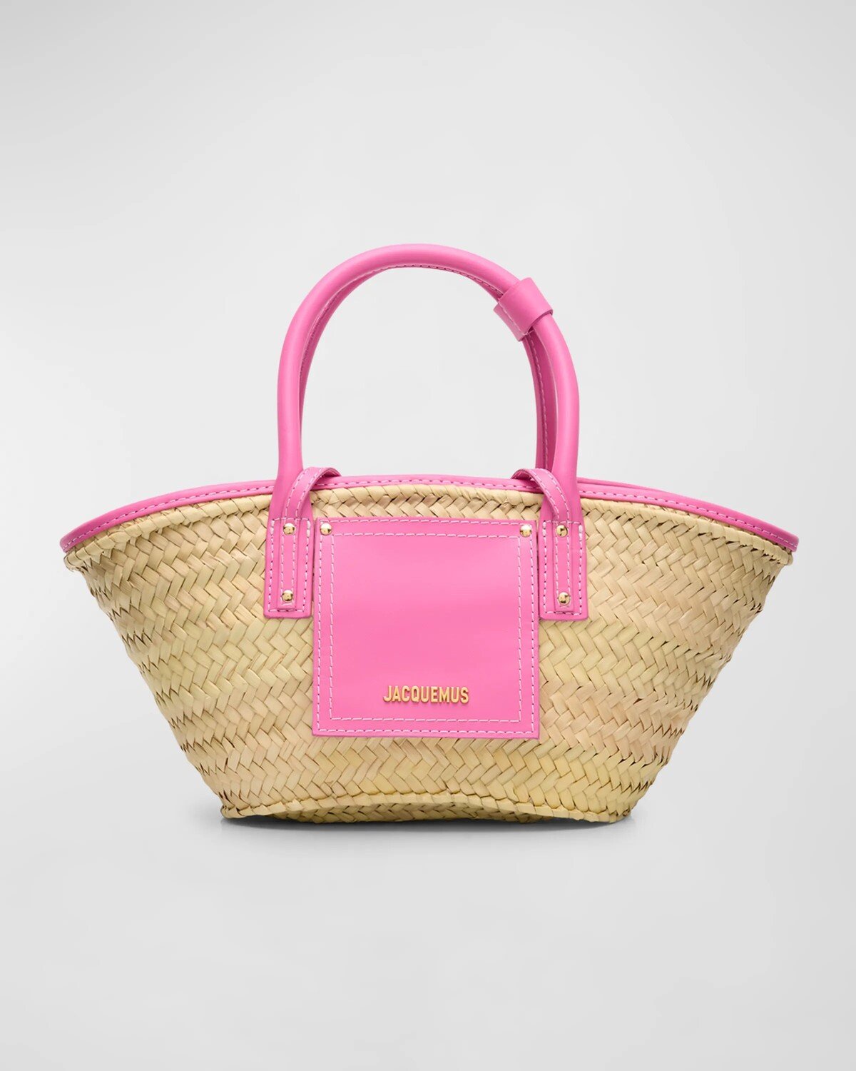 

Плетеная сумка с ручкой сверху Le Petit Panier Soli Jacquemus, цвет Neon Pink